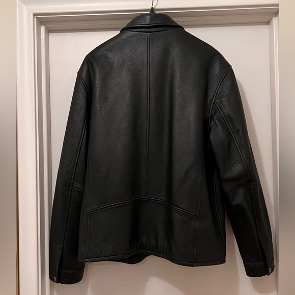 Men's Vintage Guess Black Leather Bomber Jacket - Picture 2 of 5
